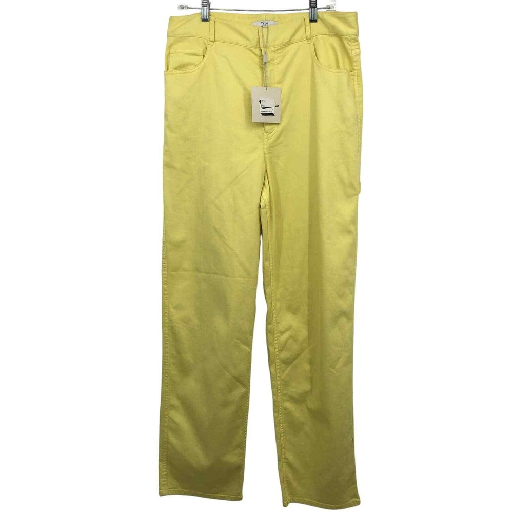 New Tibi Citrus Yellow Straight Leg Carpenter Pants Size 31 Womens